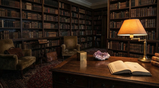 Why Every Library or Study Room Needs a Touch of Brass and Amethyst