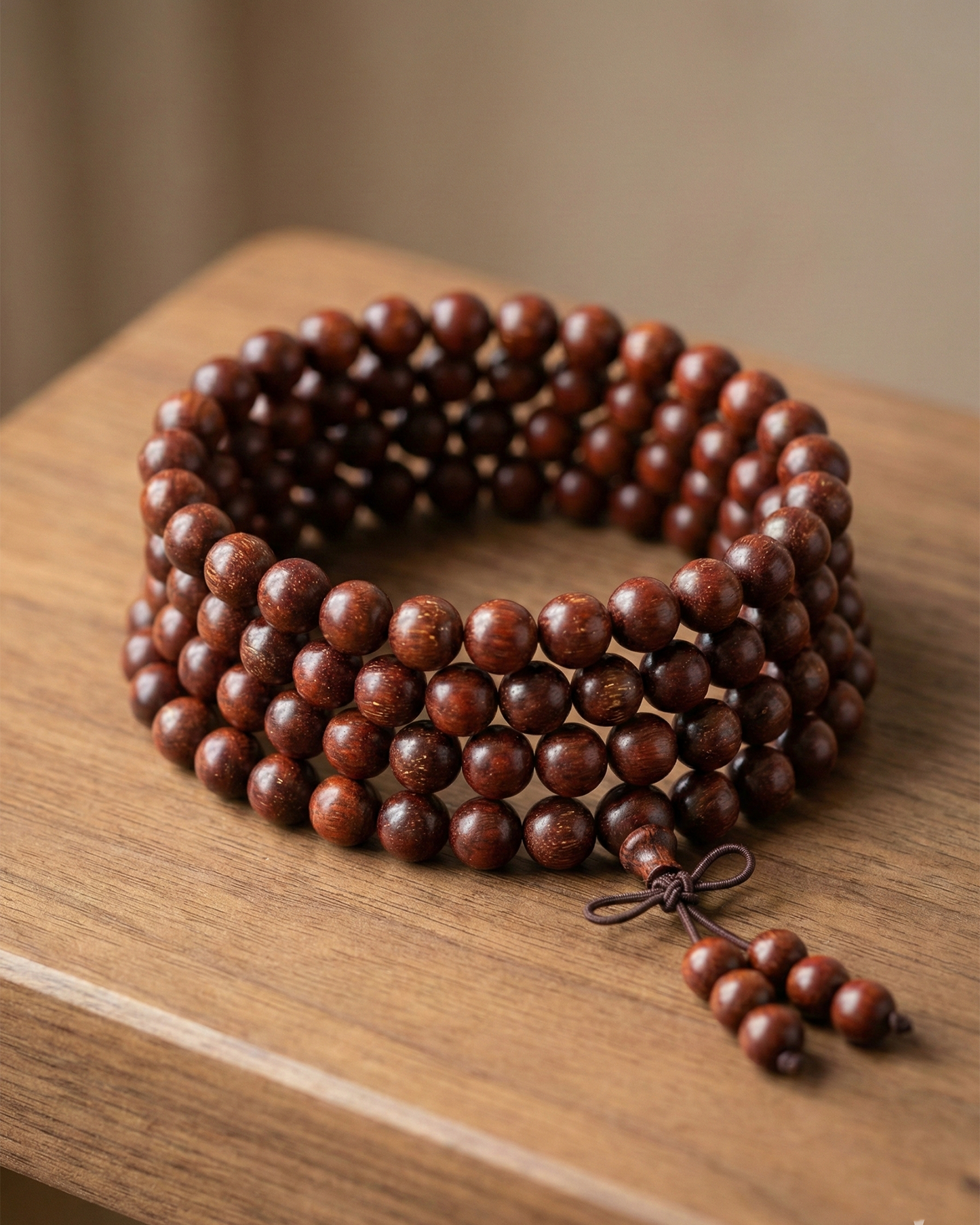 108-Bead Mala Bracelet — Rosewood Options (Golden Rosewood / Small-Leaf Rosewood)