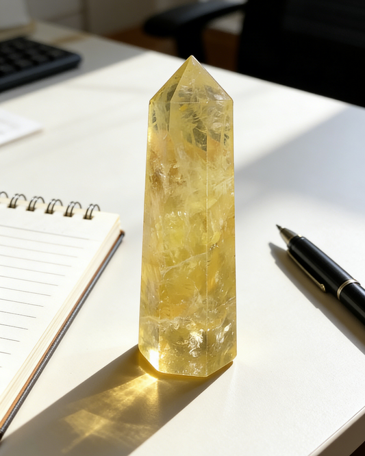 Natural Yellow Citrine Hexagonal Crystal Tower (10cm)