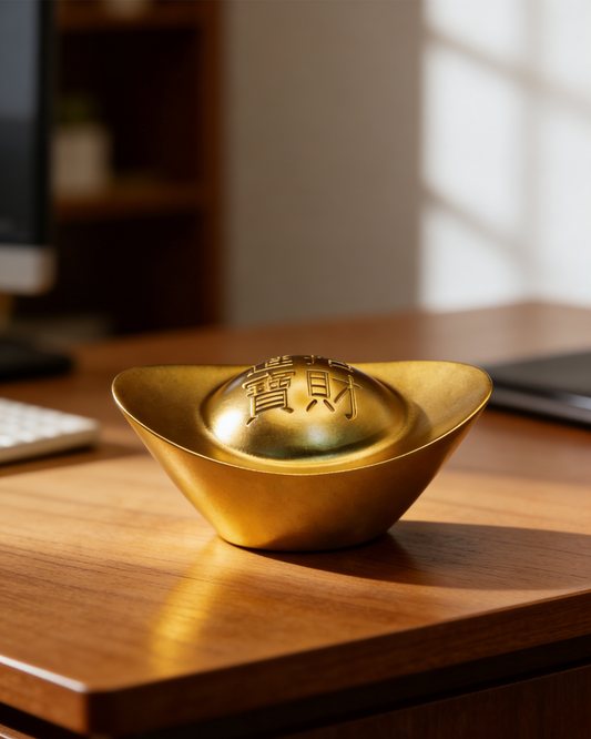 Brass Feng Shui Wealth Ingot for Prosperity & Abundance