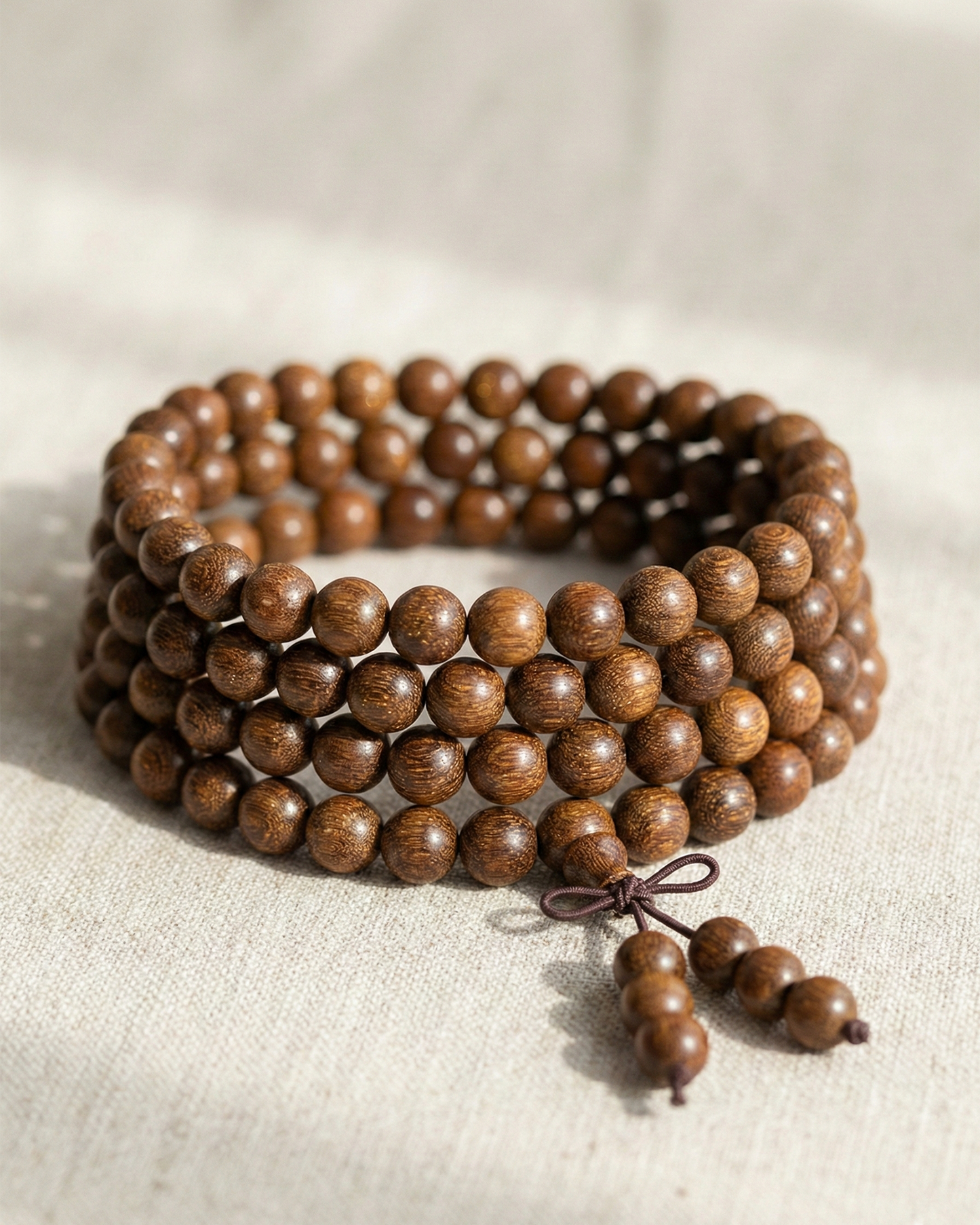 108-Bead Mala Bracelet — Rosewood Options (Golden Rosewood / Small-Leaf Rosewood)