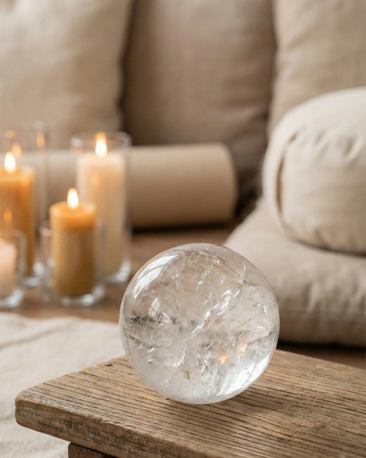 Natural Clear Quartz Crystal Sphere — Amplifier & Clarity Stone