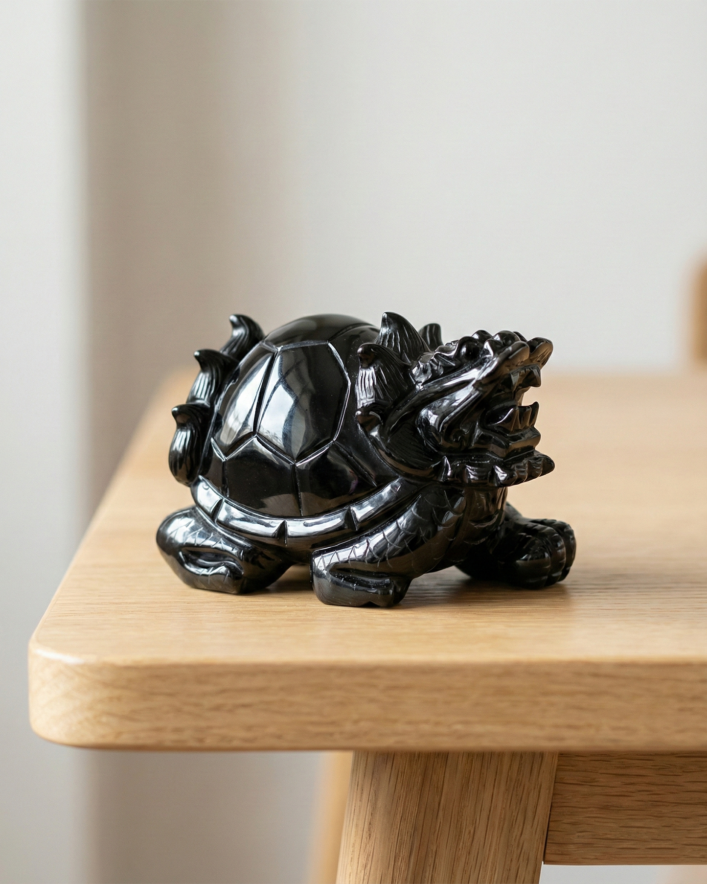 Natural Black Obsidian Turtle (Xuan Wu) — Stability & Home Protection Sculpture (10–26cm)