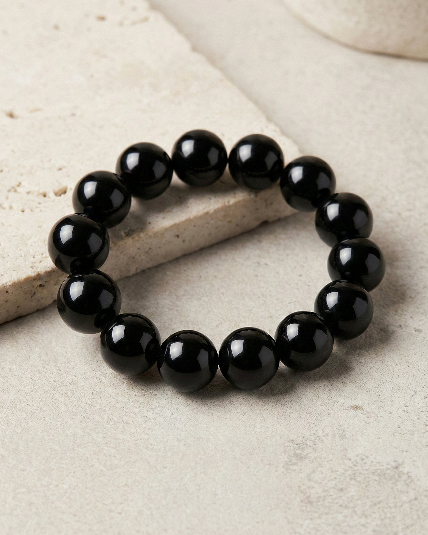 Natural Black Obsidian Bracelet — Energetic Boundary & Deep Protection (10/12/14/16mm)