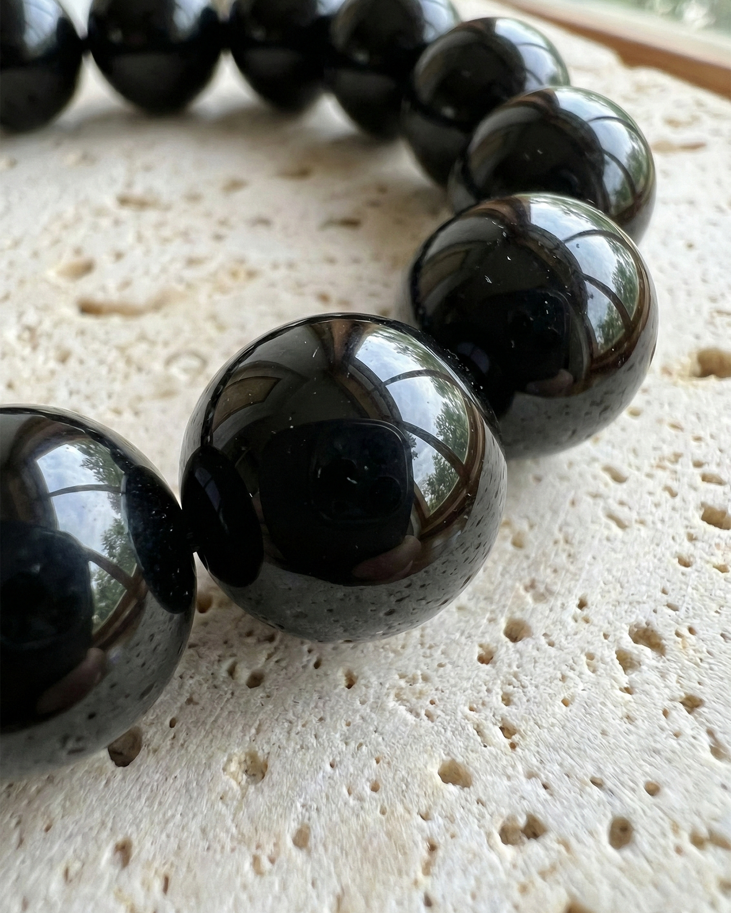 Natural Black Obsidian Bracelet — Energetic Boundary & Deep Protection (10/12/14/16mm)