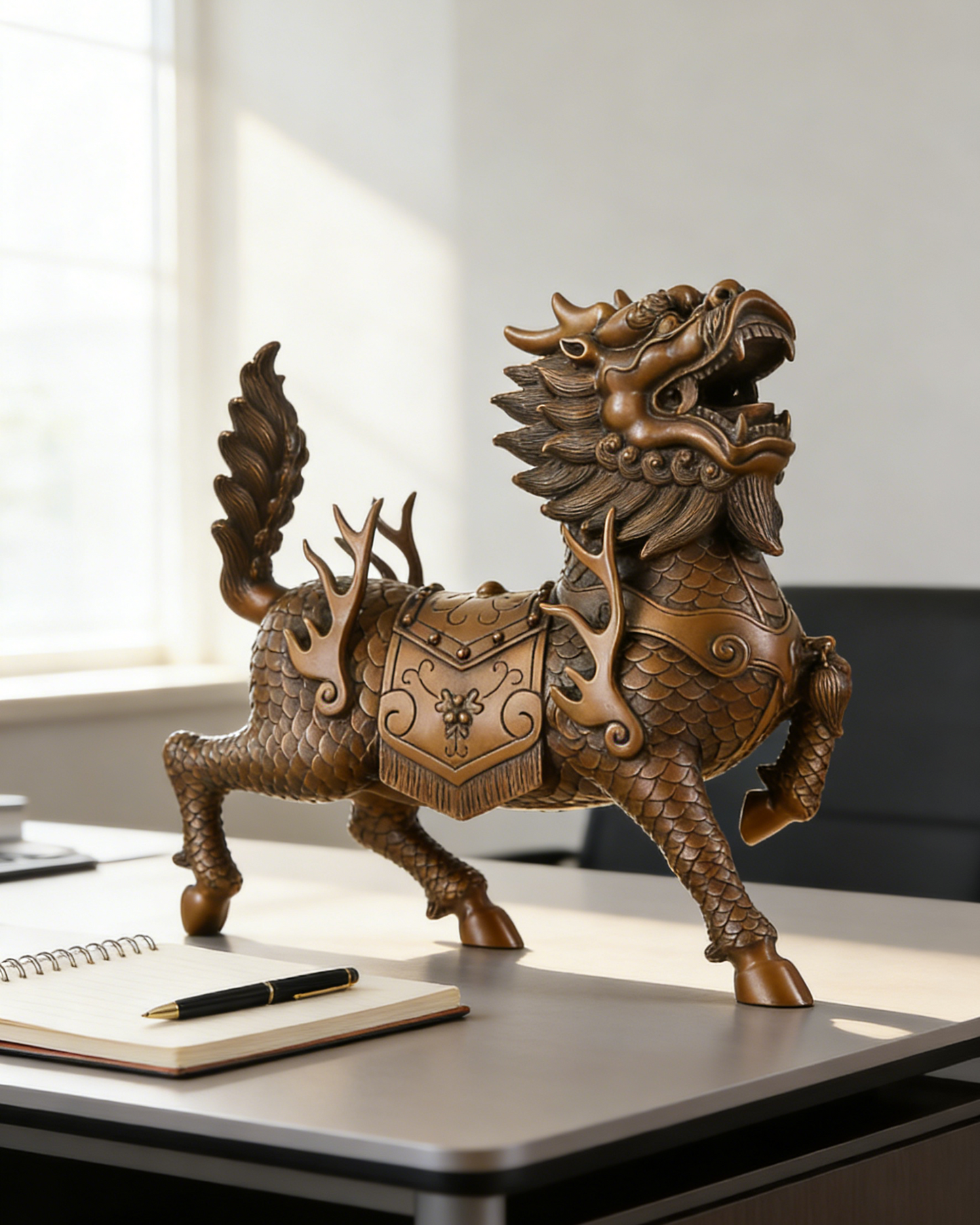 Brass Feng Shui Qilin for Wealth, Protection & Business Success