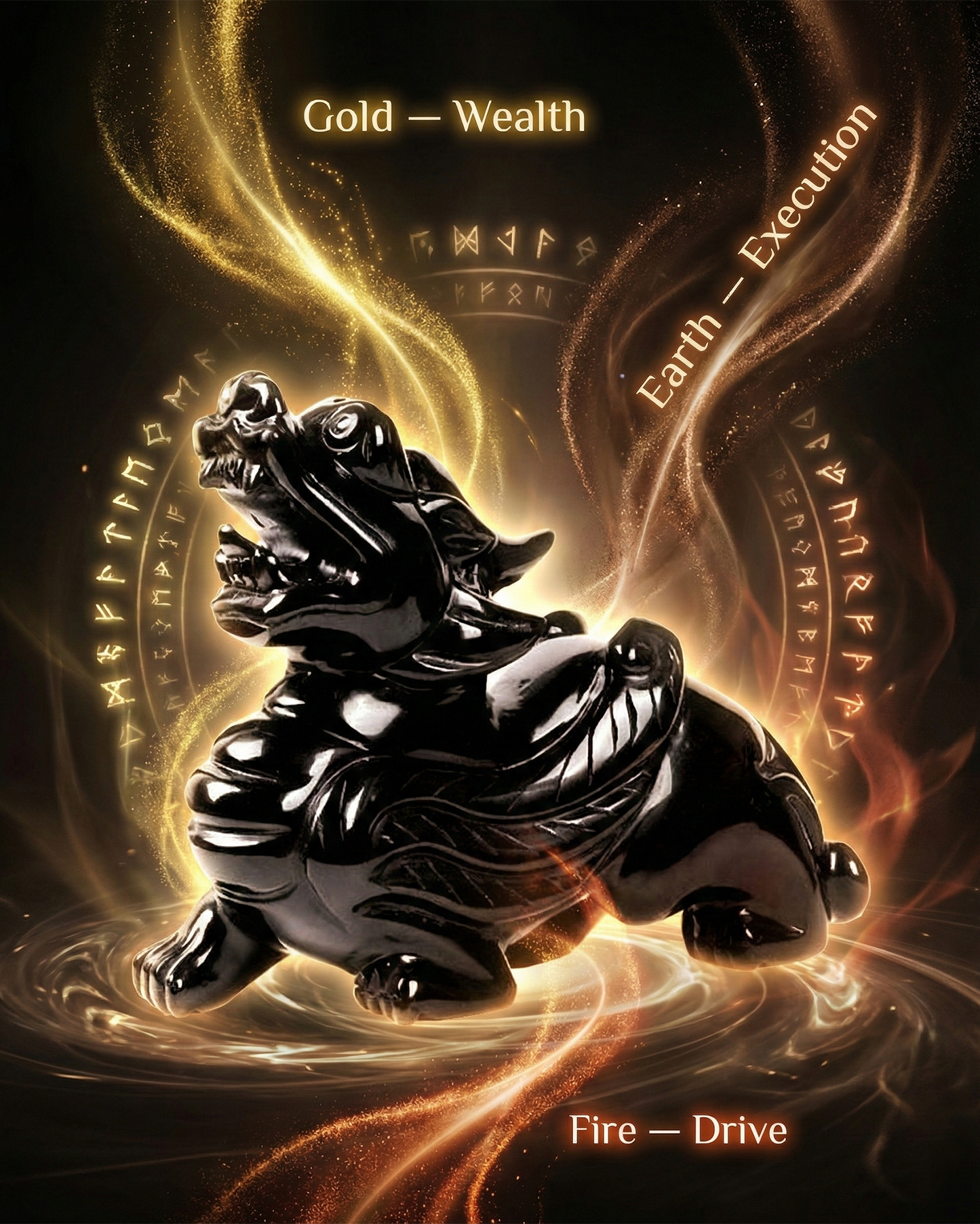 Natural Black Obsidian Pi Xiu — Wealth & Boundary Guardian (10/15/20/26cm)
