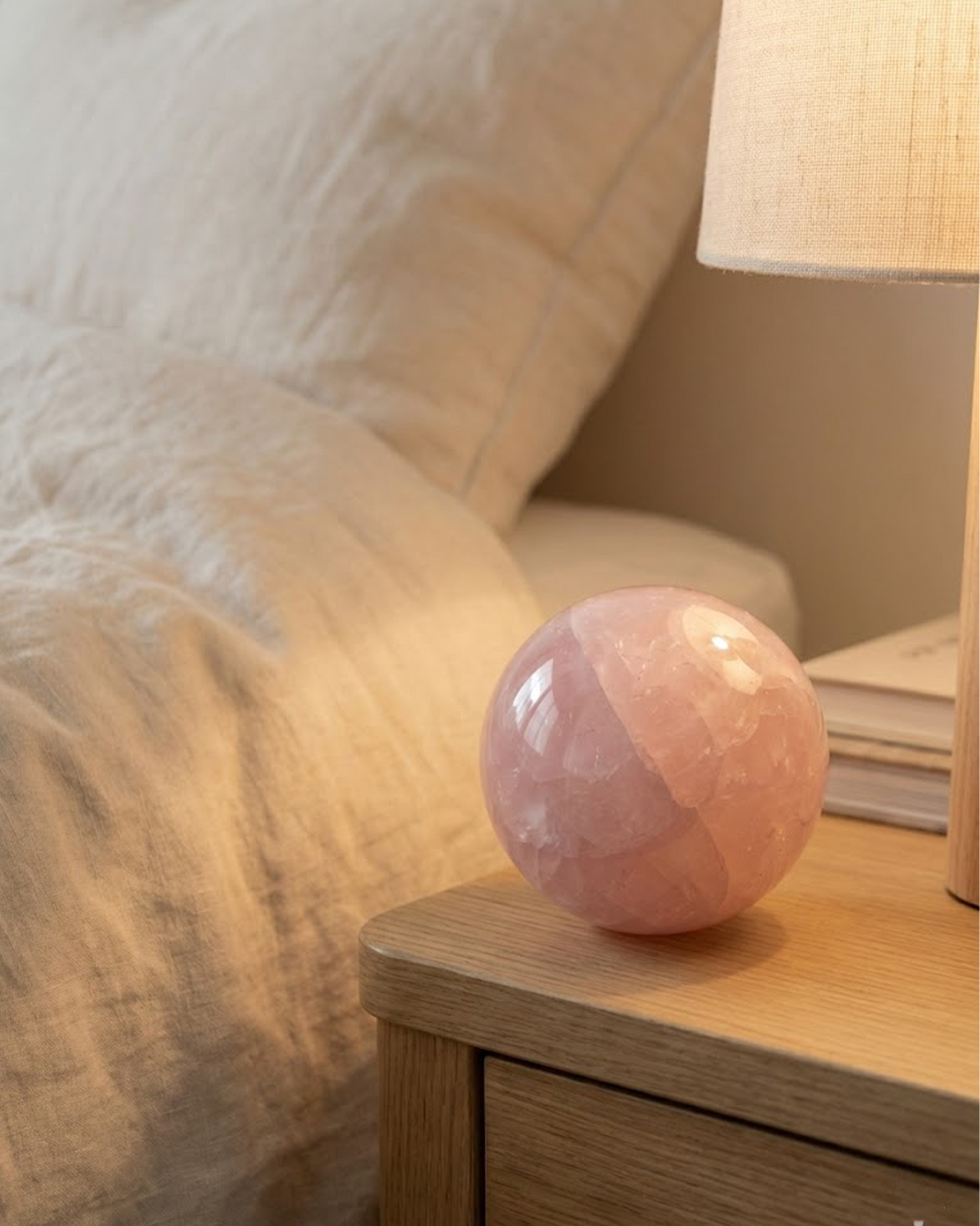 Natural Rose Quartz Crystal Sphere — Heart & Harmony Stone