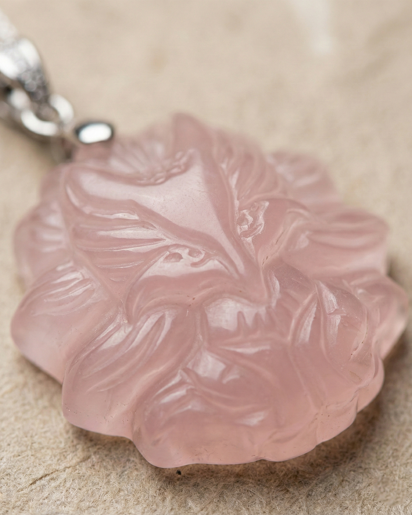 Rose Quartz Fox Necklace: Natural Crystal for Love & Protection