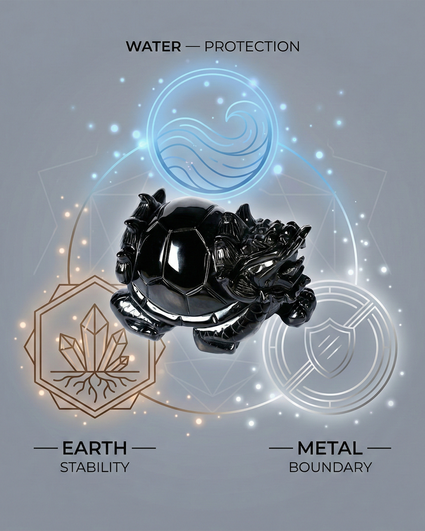 Natural Black Obsidian Turtle (Xuan Wu) — Stability & Home Protection Sculpture (10–26cm)