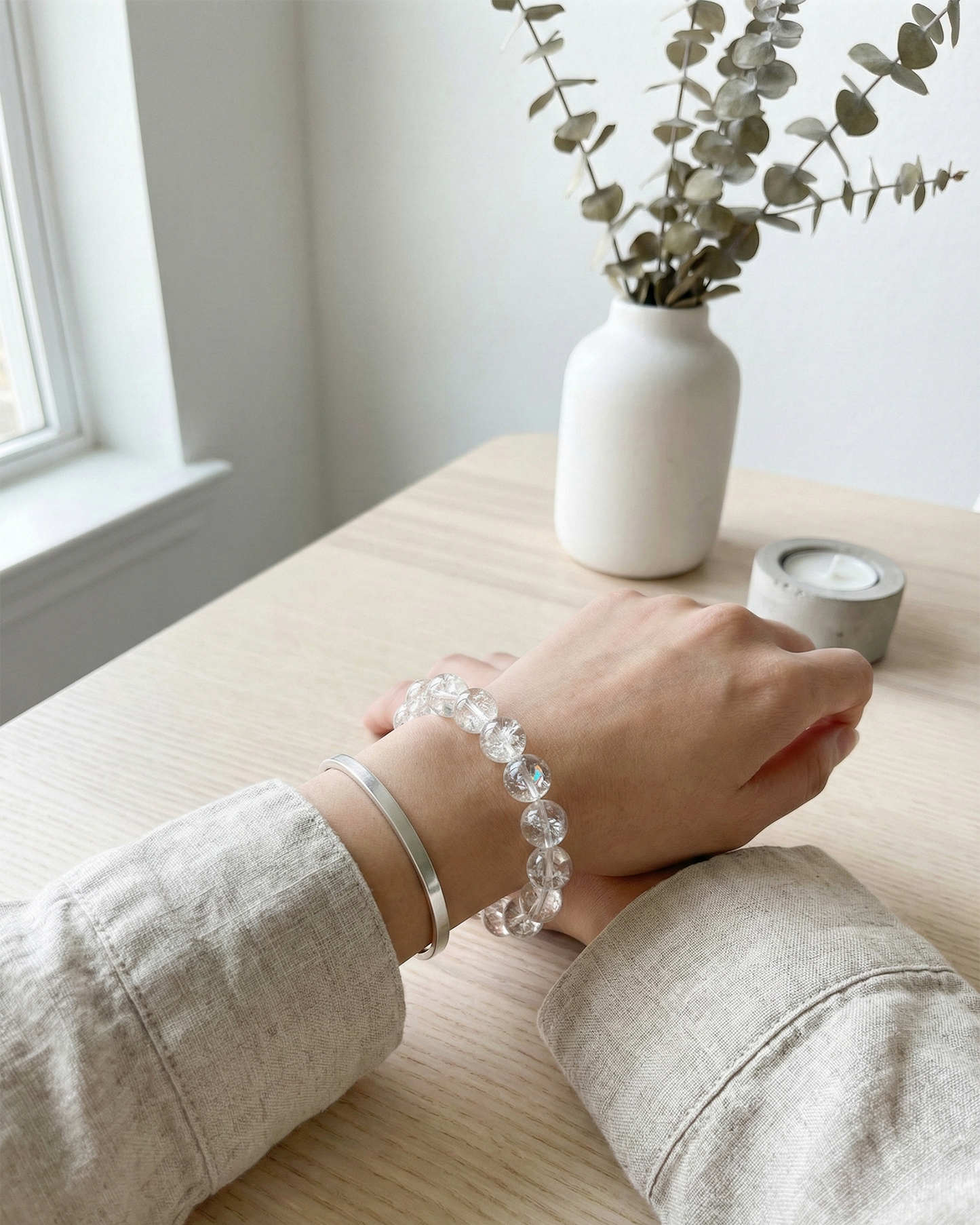 Natural Clear Quartz Bracelet — Clarity & Energy Amplifier (10mm / 12mm)