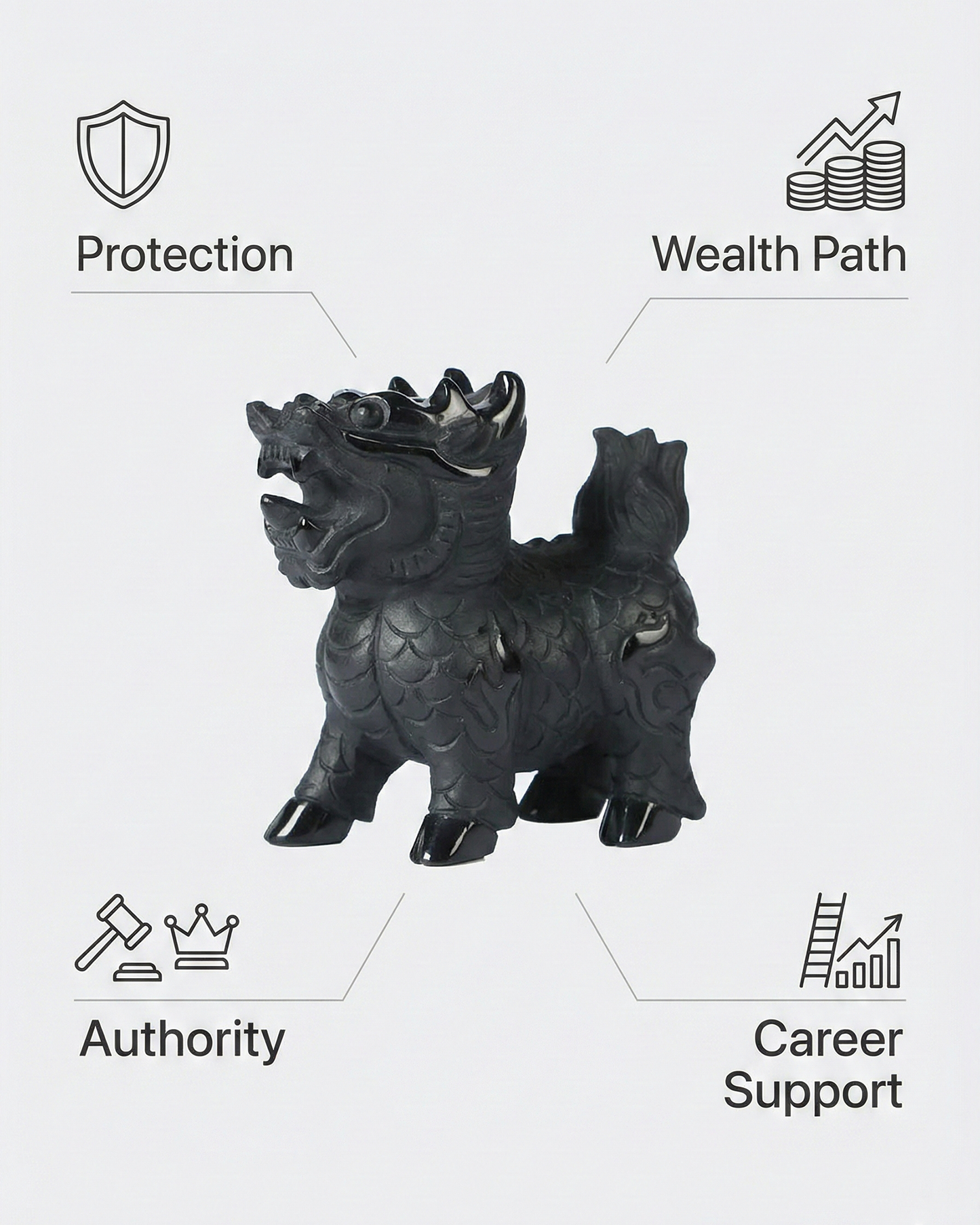 Natural Black Obsidian Qilin Protector — Wealth & Guardian Energy