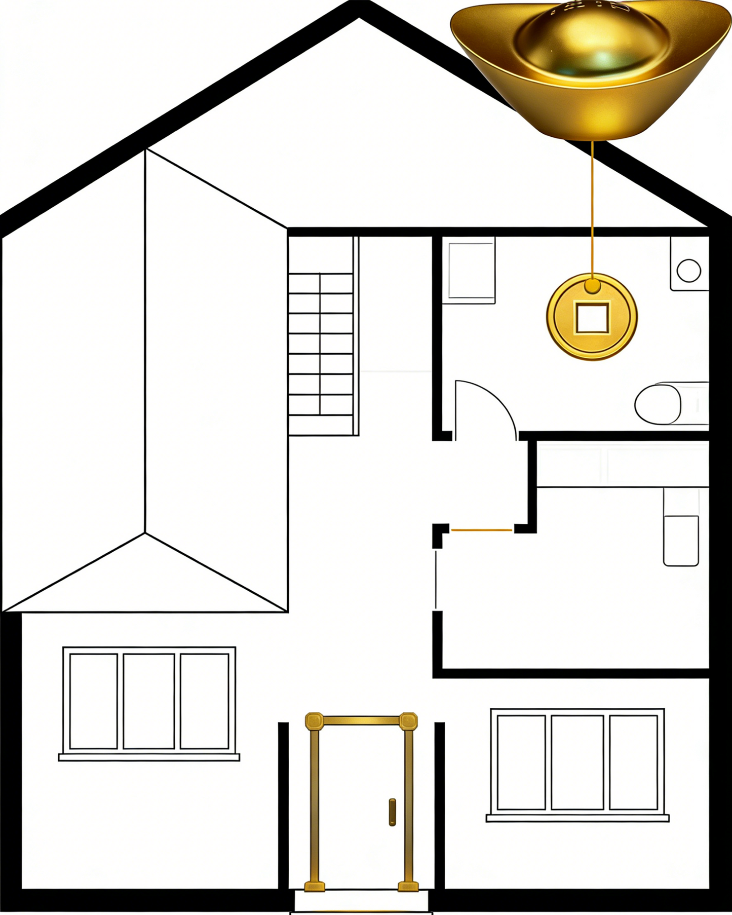 Brass Feng Shui Wealth Ingot for Prosperity & Abundance