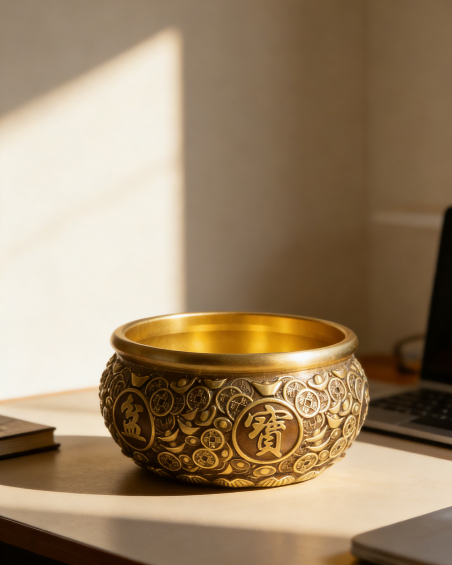 Wealth Bowl — Brass Prosperity Object for Desk & Home