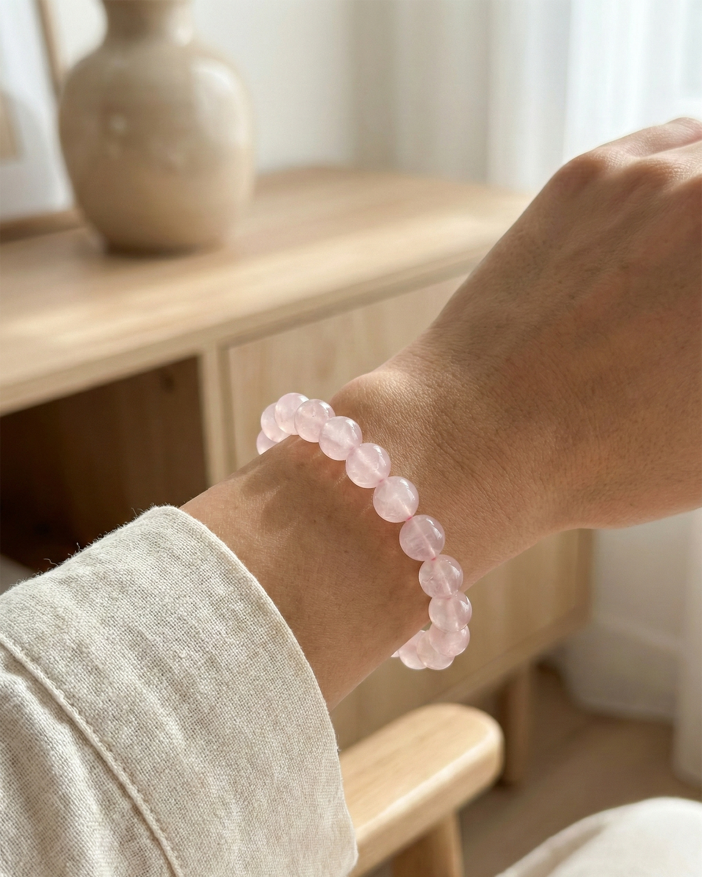 Natural Rose Quartz Bracelet — 7A Grade (10mm / 12mm Beads)