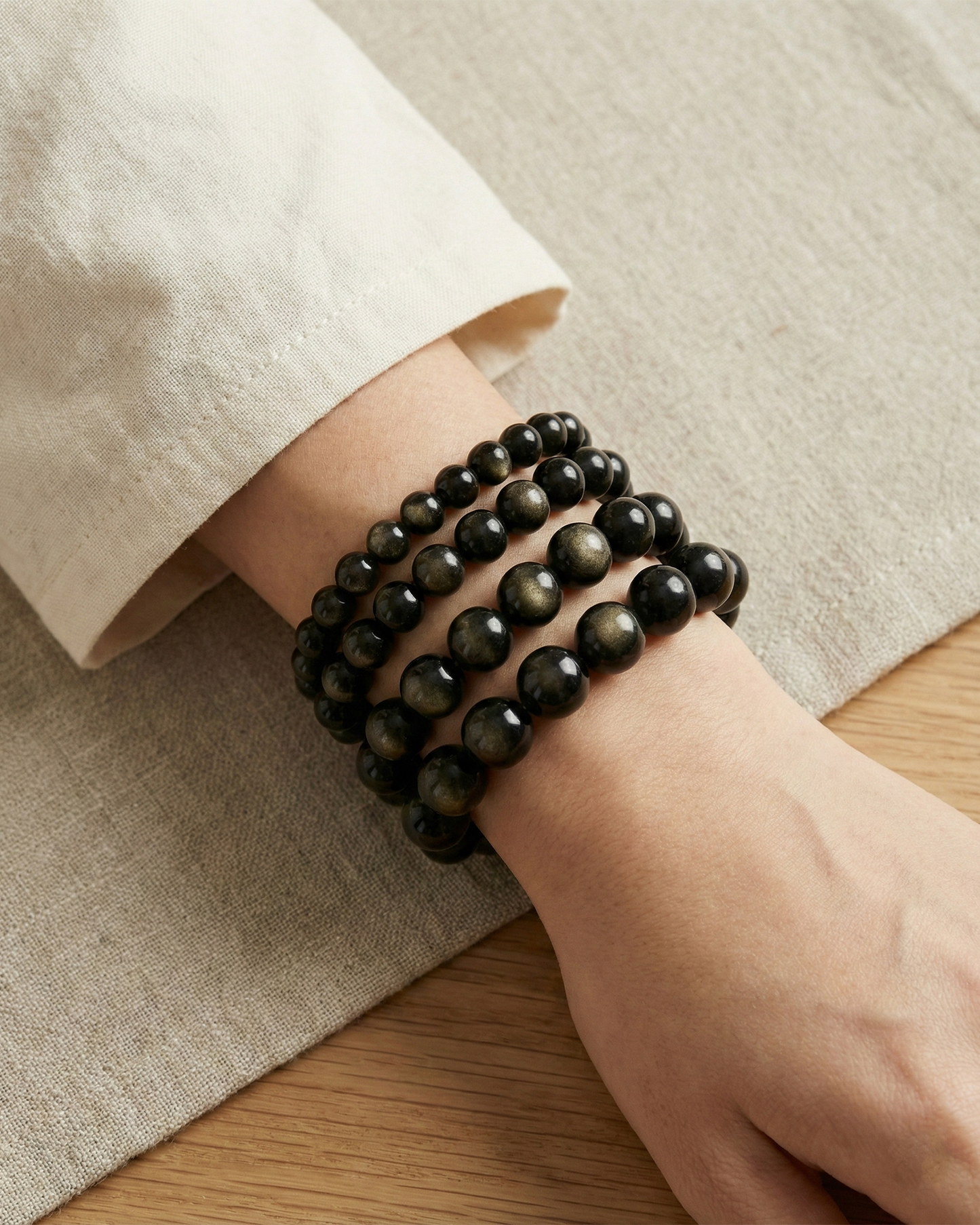 Natural Golden Obsidian Bracelet (Double Eye) | Wealth & Protection