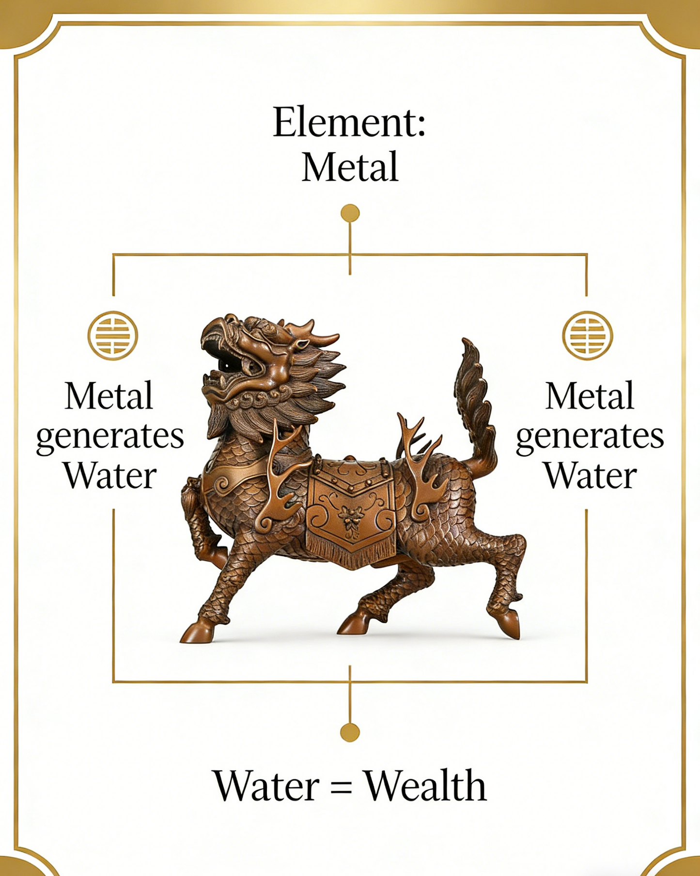 Brass Feng Shui Qilin for Wealth, Protection & Business Success
