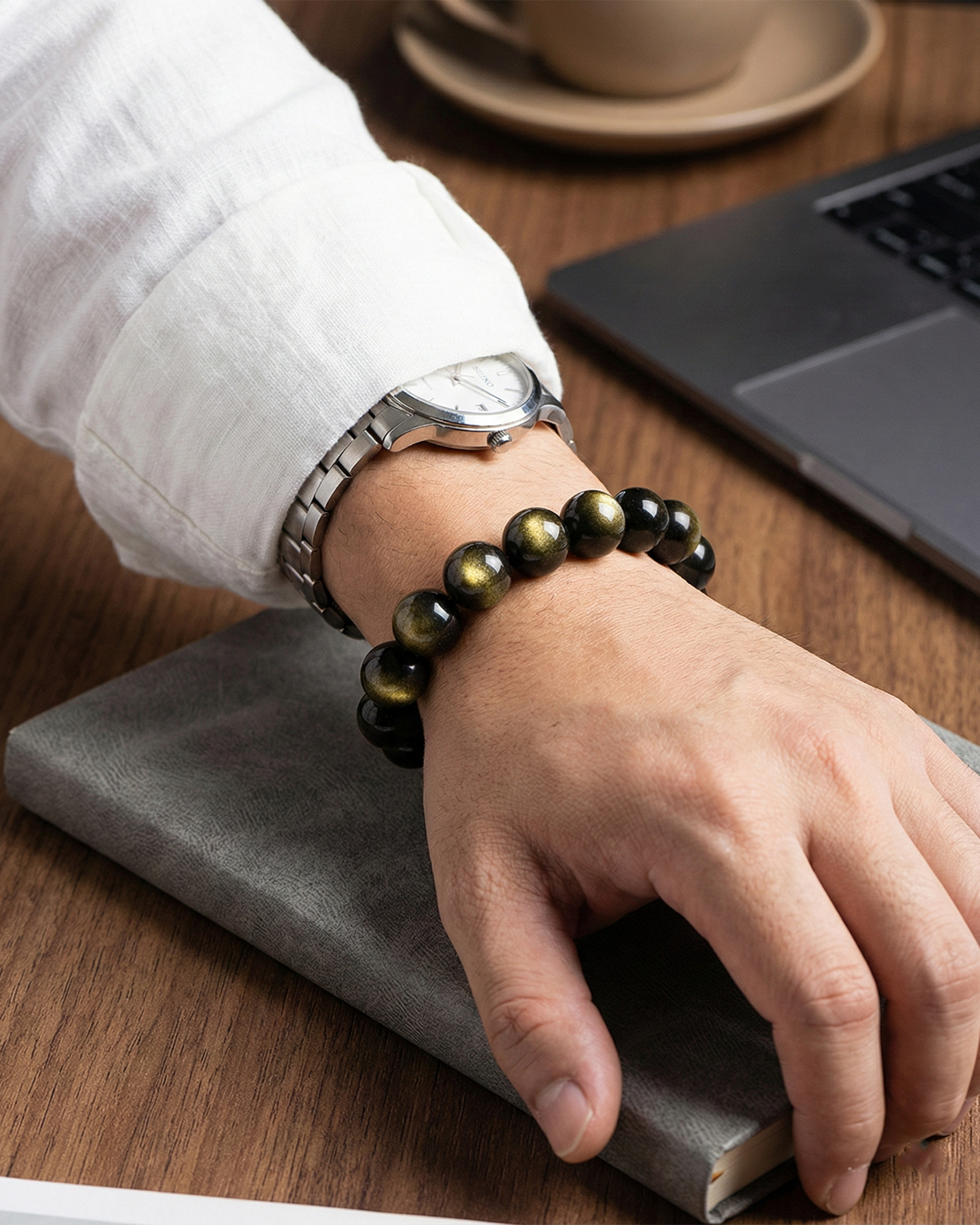 Natural Golden Obsidian Bracelet (Double Eye) | Wealth & Protection