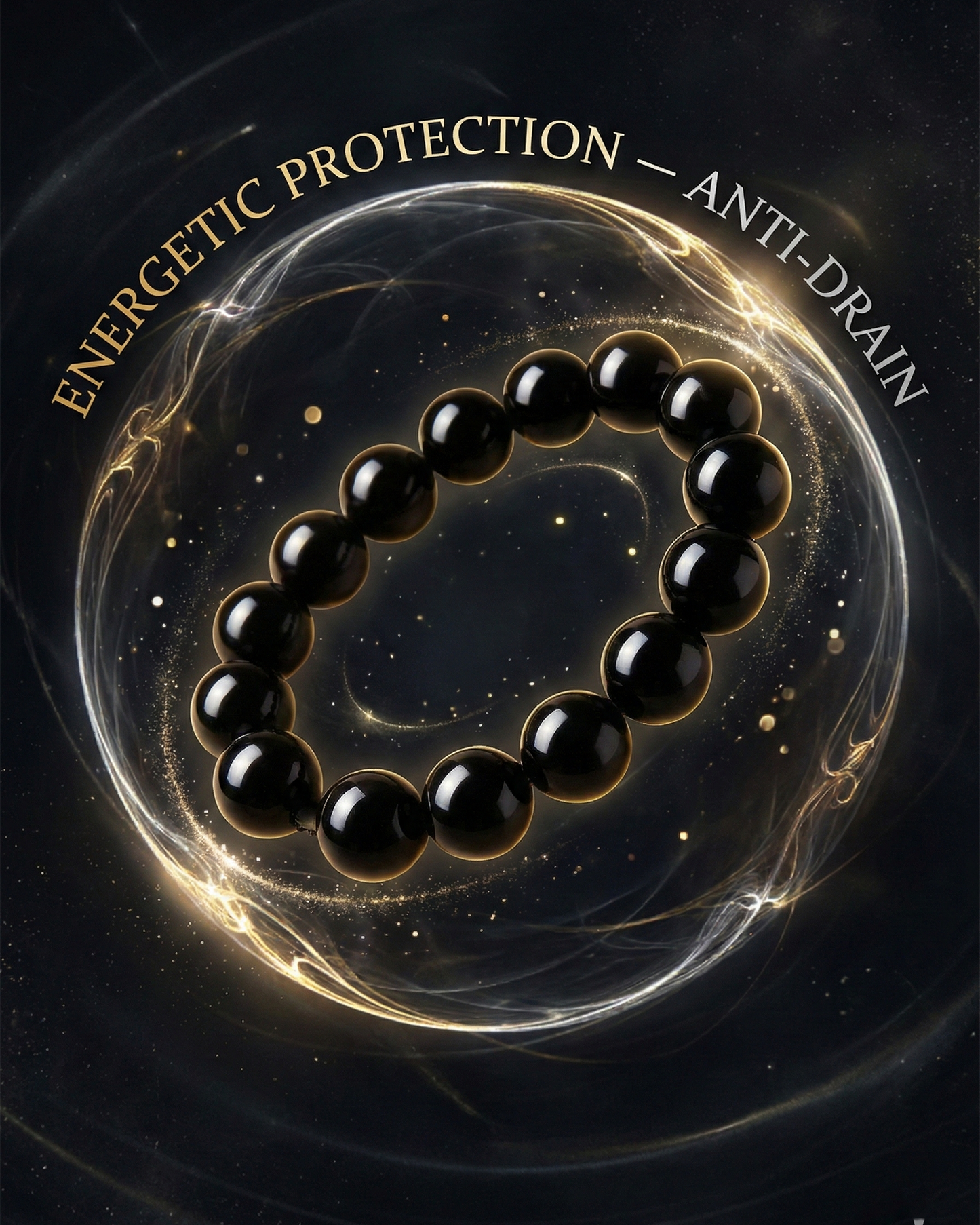 Natural Black Obsidian Bracelet — Energetic Boundary & Deep Protection (10/12/14/16mm)
