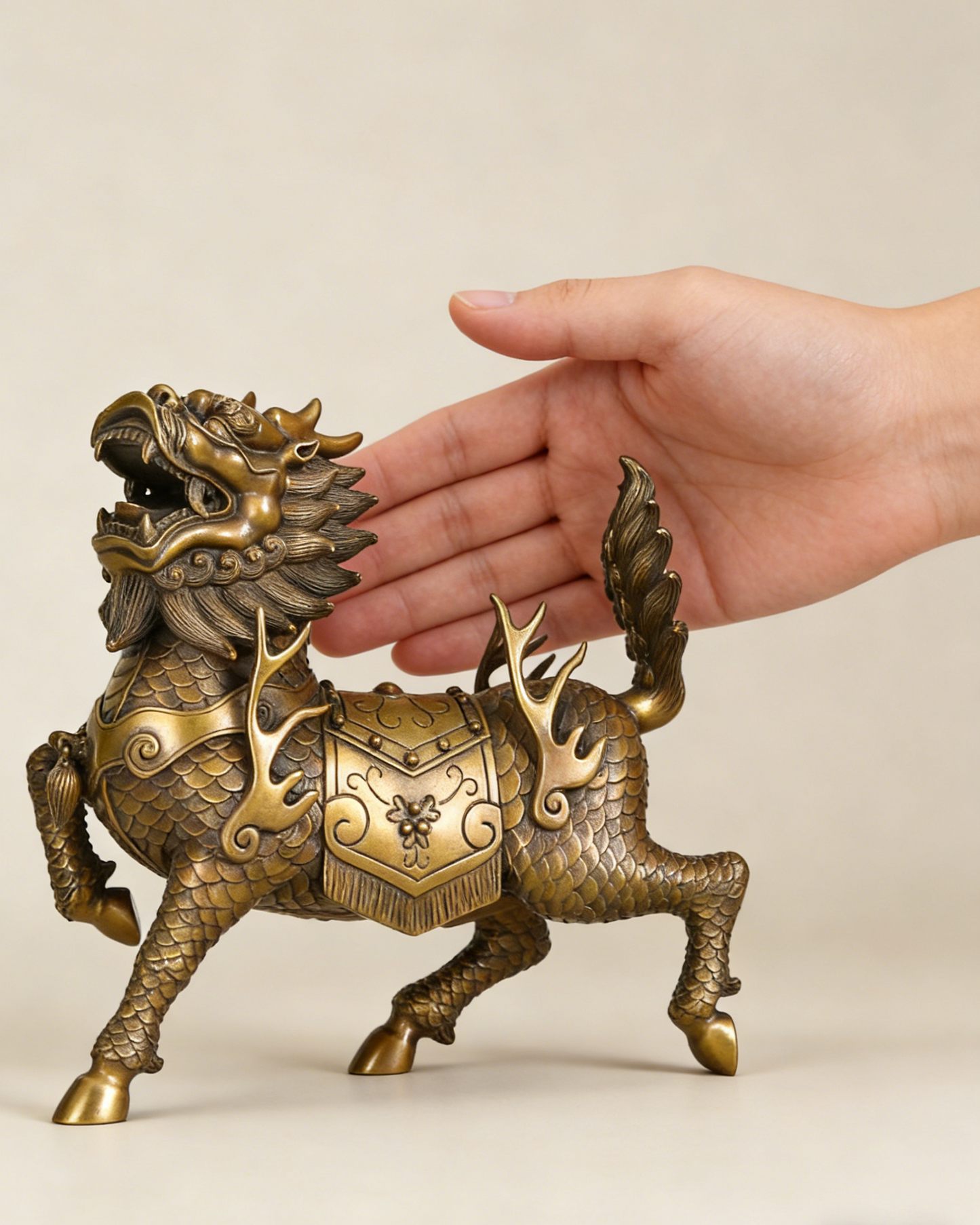 Brass Feng Shui Qilin for Wealth, Protection & Business Success