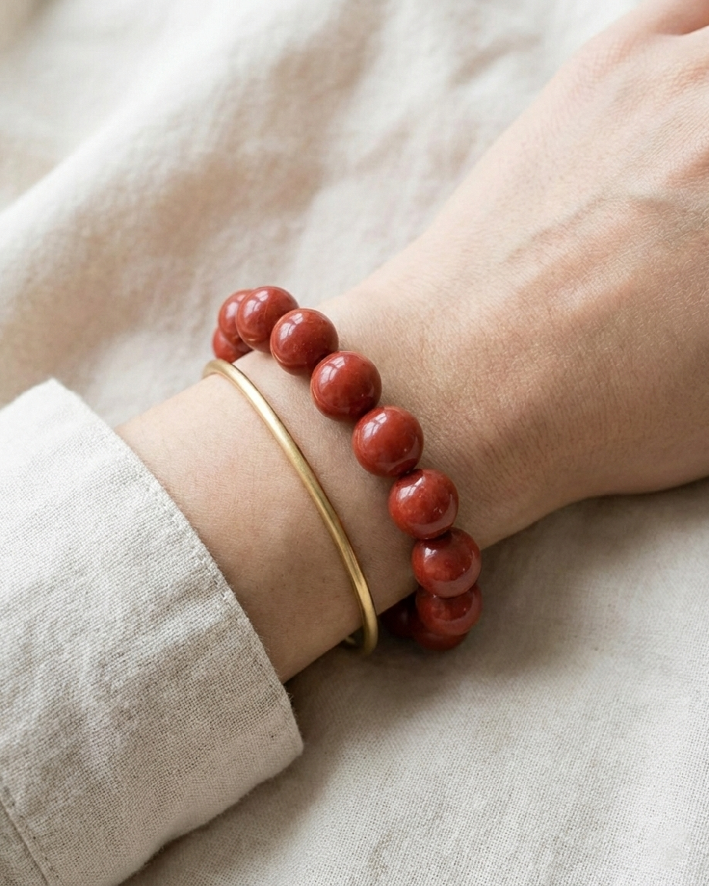 Natural "Flame Red" Rhodochrosite Bracelet | Vivid Banded Gemstone