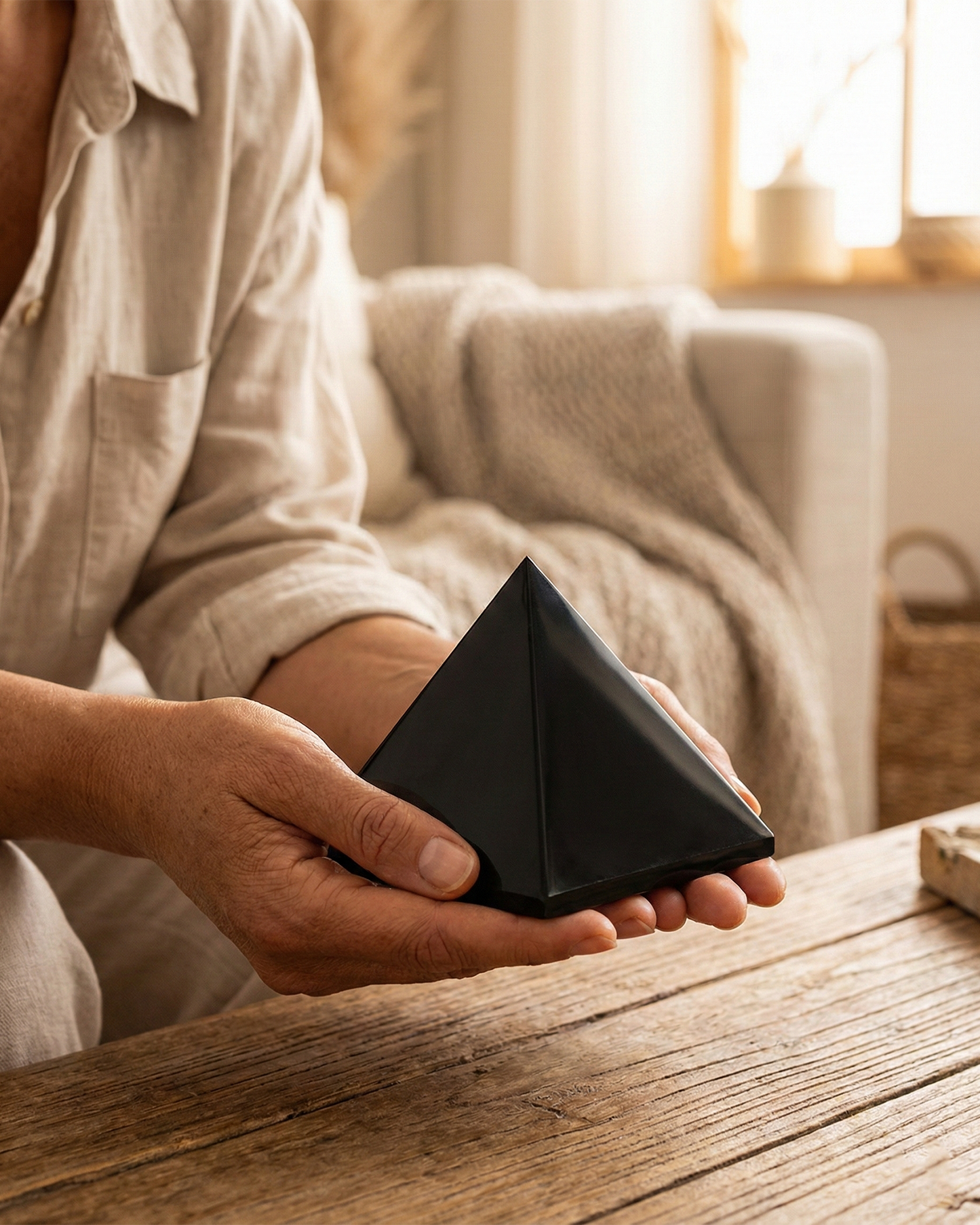 Natural Black Obsidian Pyramid (0.8-3.2kg) | Feng Shui Grounding