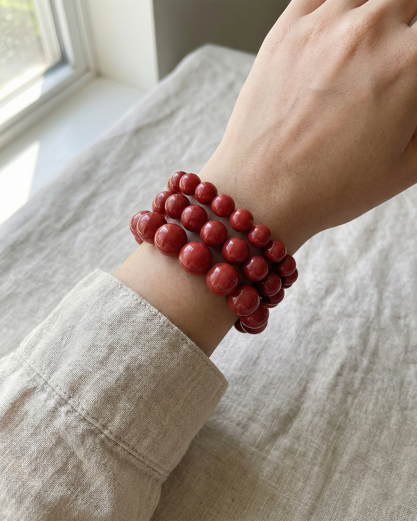 Natural "Flame Red" Rhodochrosite Bracelet | Vivid Banded Gemstone