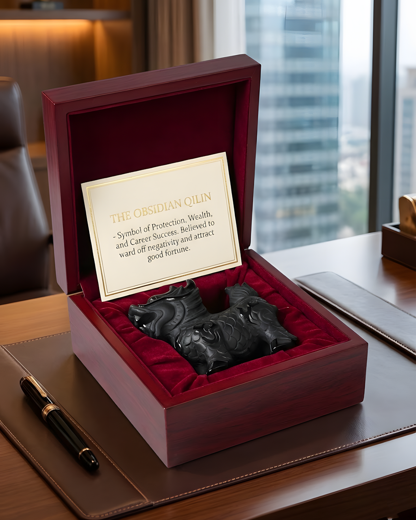 Natural Black Obsidian Qilin Protector — Wealth & Guardian Energy