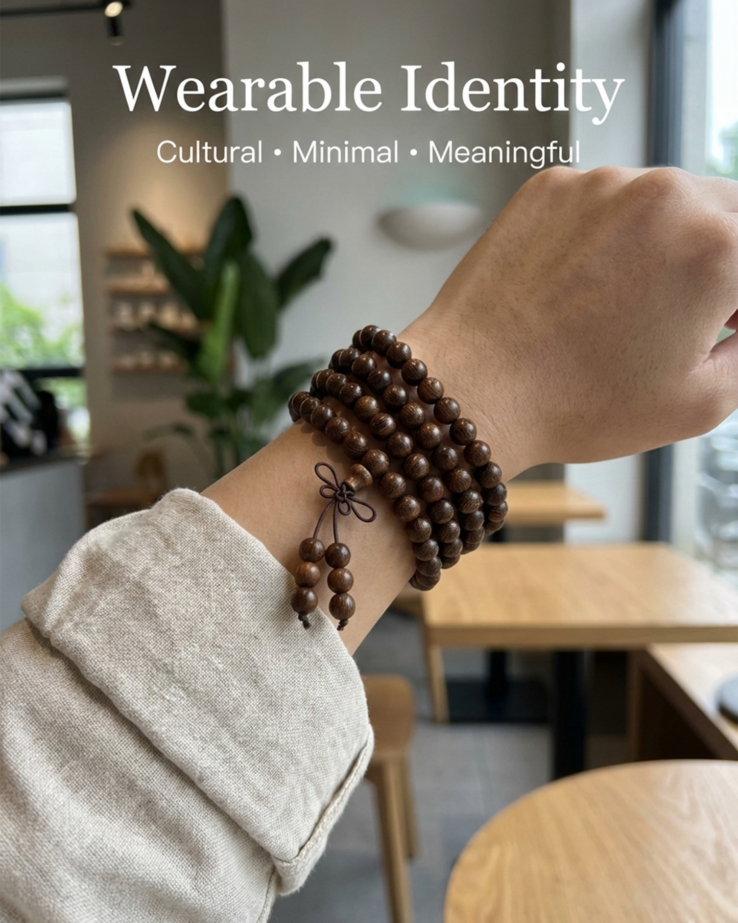 108-Bead Mala Bracelet — Rosewood Options (Golden Rosewood / Small-Leaf Rosewood)