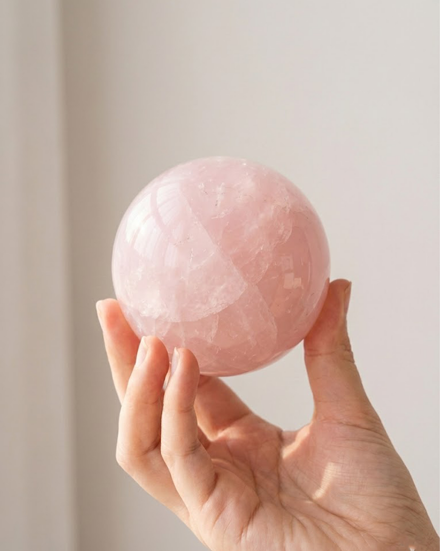 Natural Rose Quartz Crystal Sphere — Heart & Harmony Stone