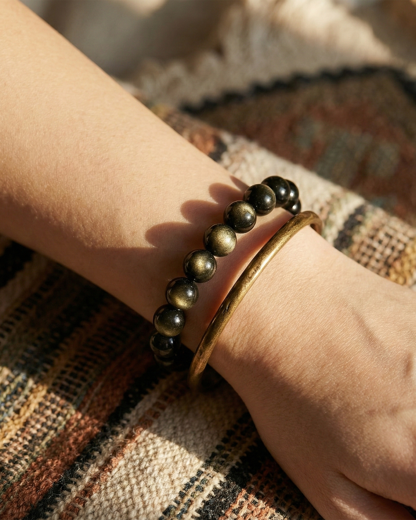 Natural Golden Obsidian Bracelet (Double Eye) | Wealth & Protection