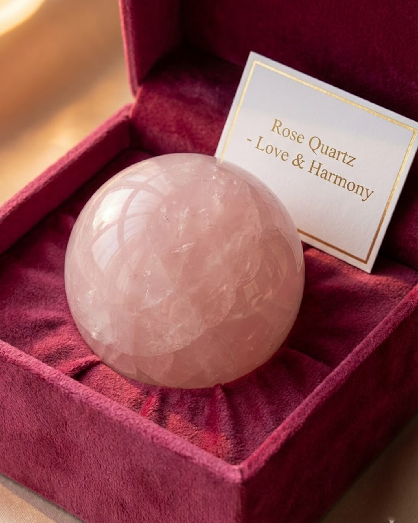 Natural Rose Quartz Crystal Sphere — Heart & Harmony Stone