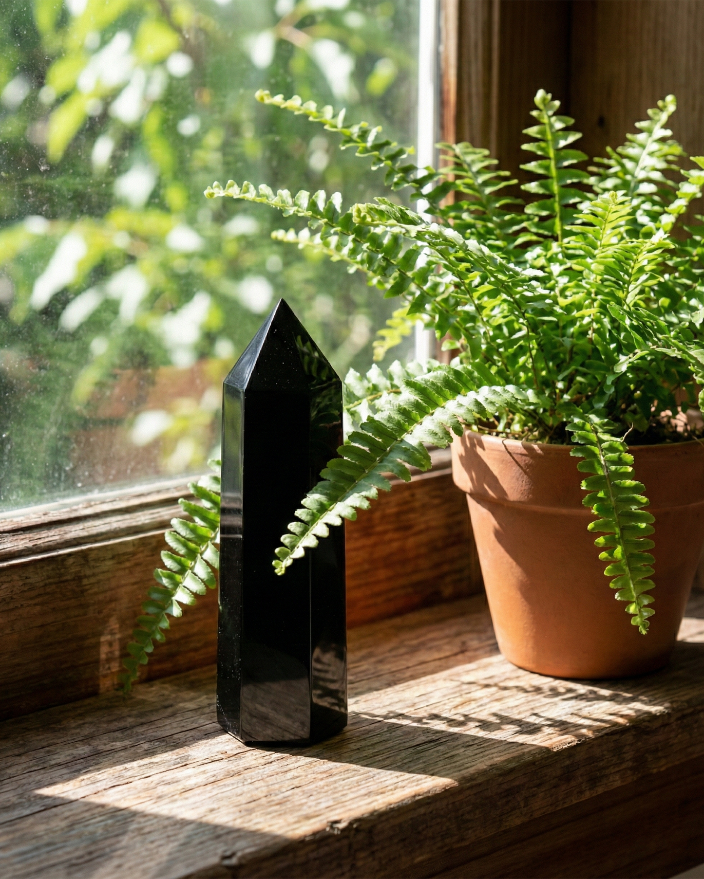 Natural Black Obsidian Crystal Point (12cm) | Feng Shui Focus Wand