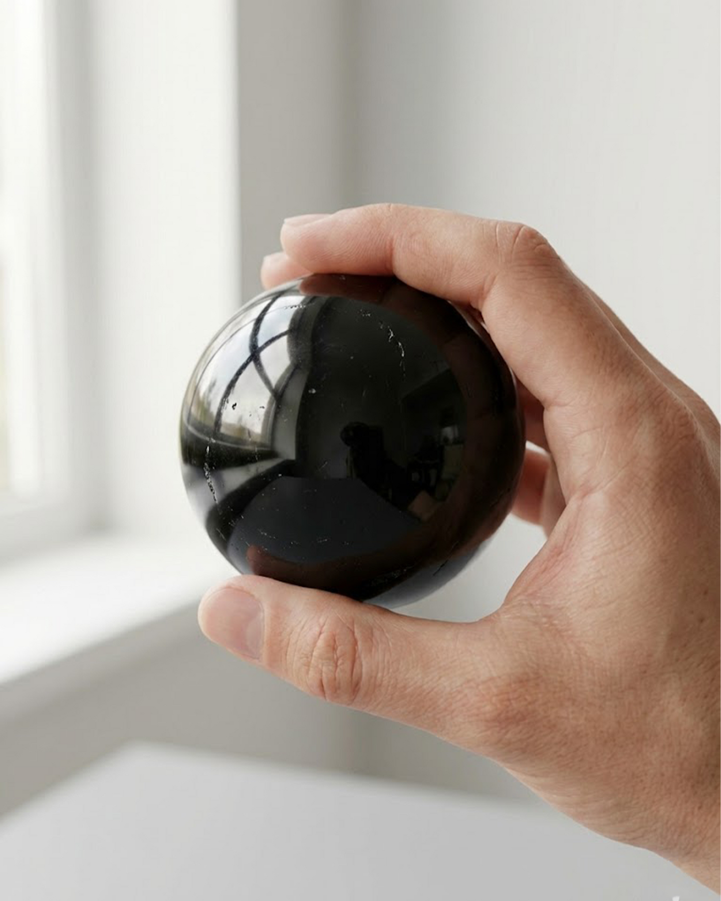 Natural Black Obsidian Crystal Sphere (6cm / 10cm / 13cm)