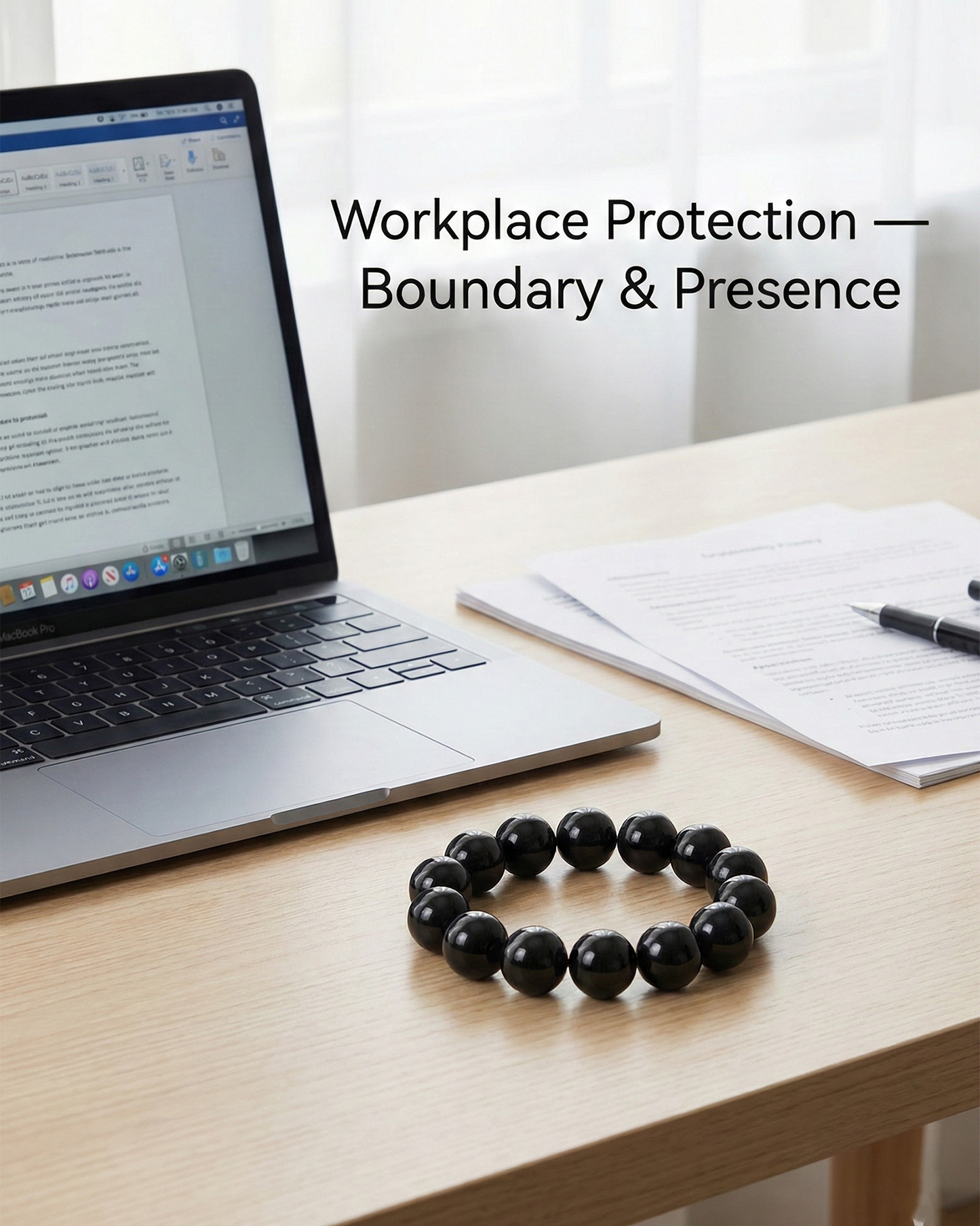 Natural Black Obsidian Bracelet — Energetic Boundary & Deep Protection (10/12/14/16mm)